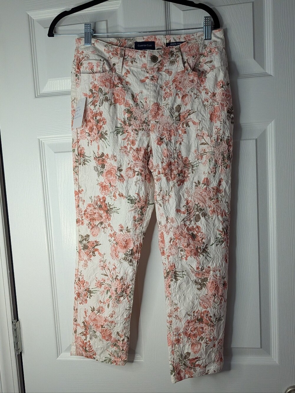 Charter Club Bristol Capri Size 6 Floral Jacquard Cropped Pants Cottagecore
